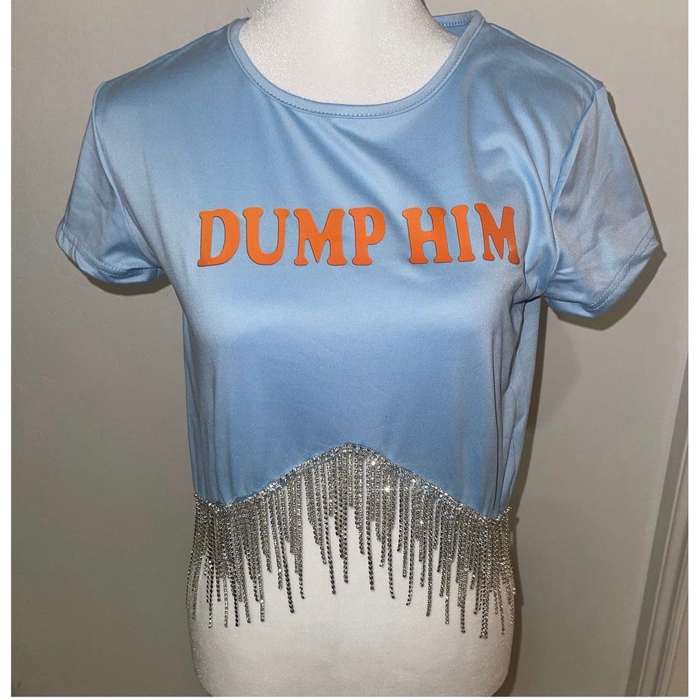 DUMP HIM rhinestone top